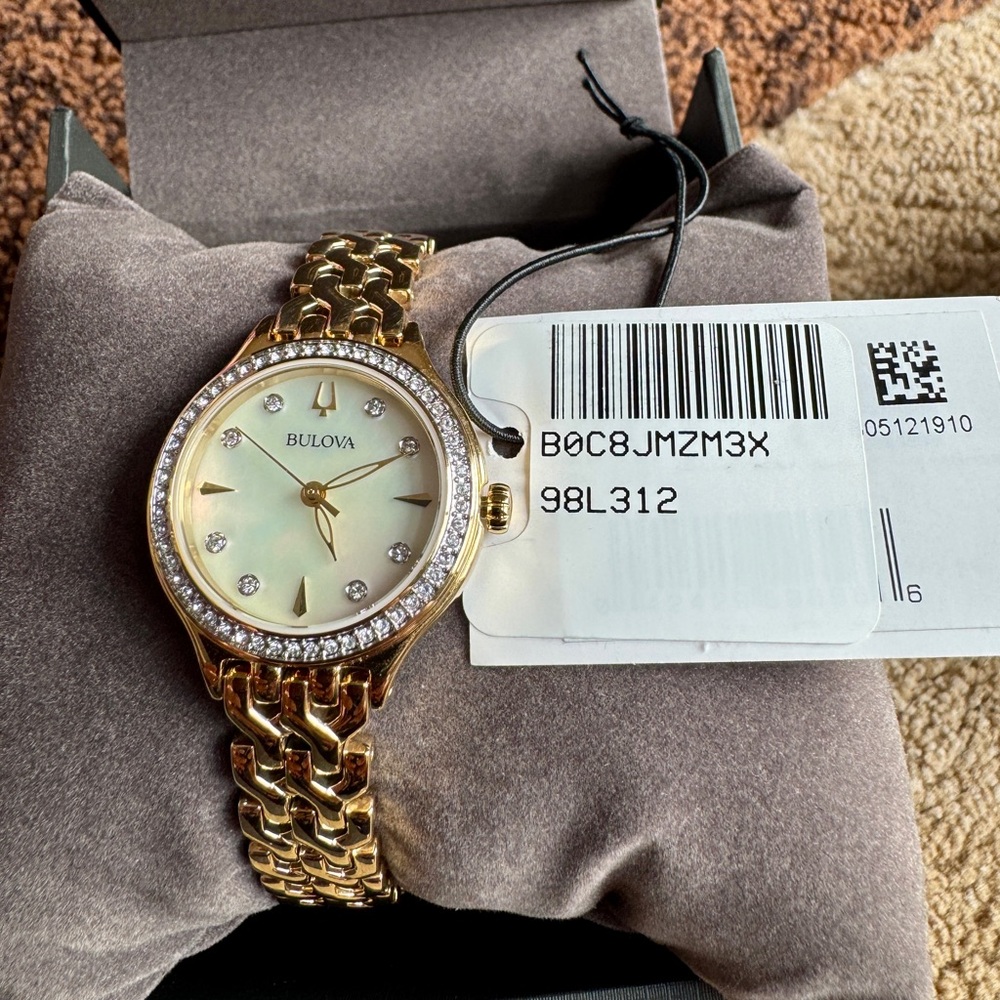 Bulova Women's Gold Watch with Crystal Detailing - Picture 4 of 8